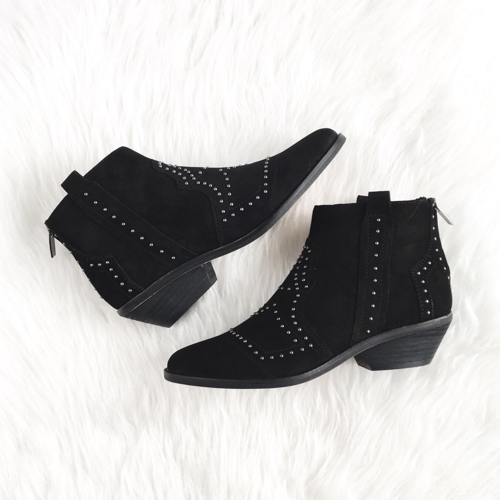 Vince Camuto | western studded suede ankle boots